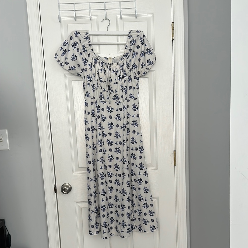 Floral Blue and White Dress